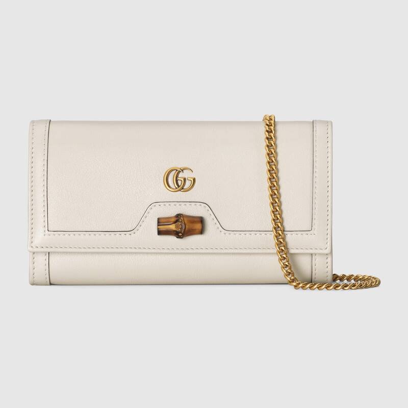 Gucci Diana Chain Wallet With Bamboo 658243 White